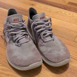 NIKE FREE RN FLYKNIT RUNNING SNEAKER Purple Lavender SpaceDye W’s Size 7.5 USED